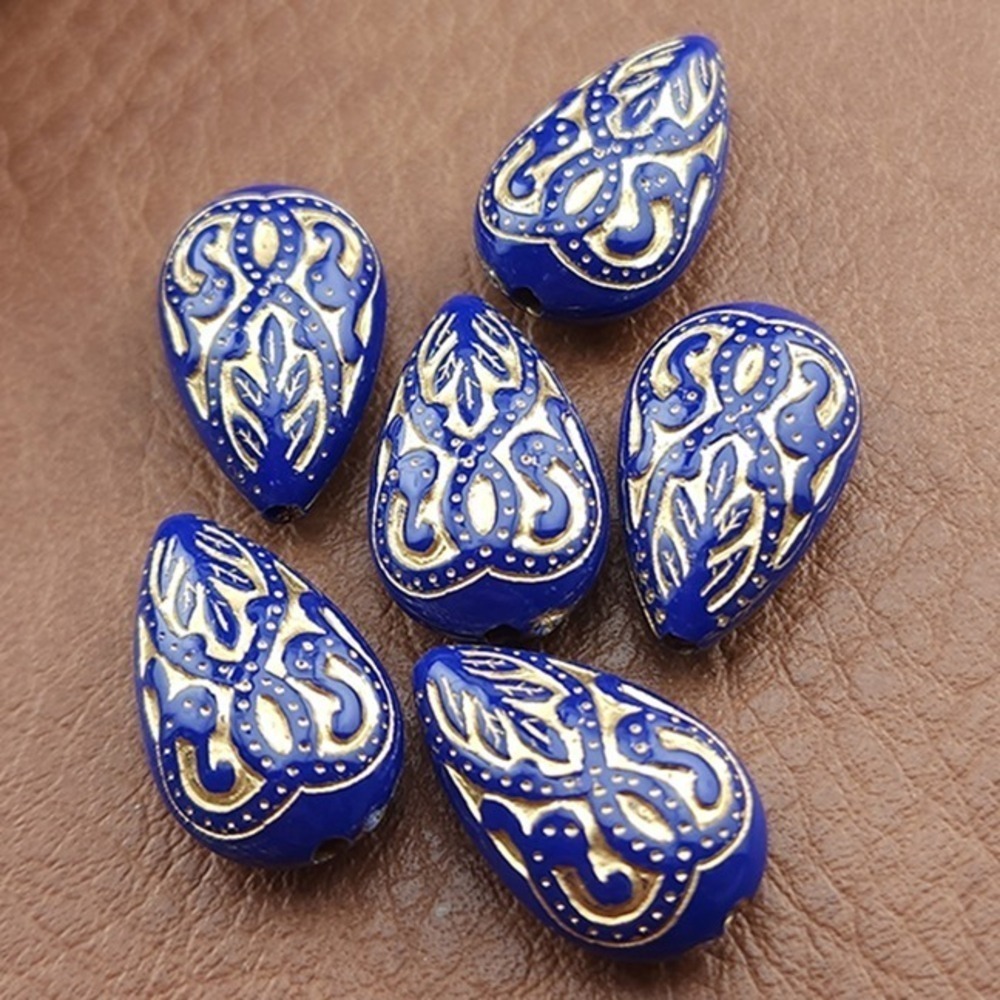 20pcs‎ Cobalt Blue with Gold Acrylic Beads